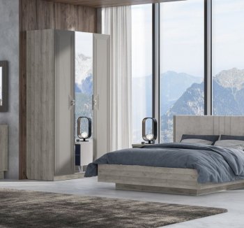 Шкаф распашной 1400 мм Лежер ШК-3103 дуб серый/холст вулканический (СанТан) в Асбесте - asbest.mebel-e96.ru