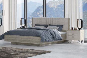 Кровать 1600 мм Лежер КР-311-16-16 дуб серый/велюр Missoni 18 (Сантан) в Асбесте - asbest.mebel-e96.ru