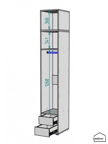 Шкаф с антресолью 400 мм Linnea MHR-1A-3 2450х400х510 (ДВ-М 11.1.25) в Асбесте - asbest.mebel-e96.ru