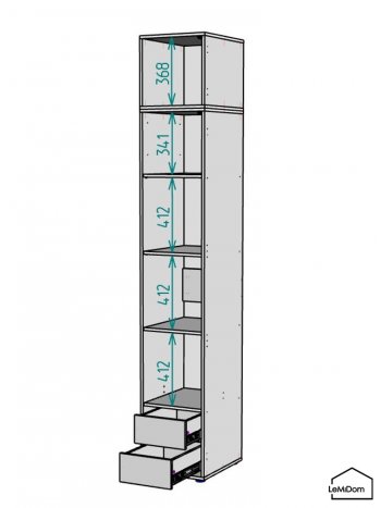 Шкаф с антресолью 400 мм Linnea MHR-1A-4 2450х400х510 (ДВ-М 11.1.25) в Асбесте - asbest.mebel-e96.ru