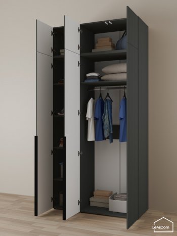 Шкаф с антресолью 1200 мм Linnea MHR-3A-1 2450х1200х510 (Графит-М 11.1.25) в Асбесте - asbest.mebel-e96.ru