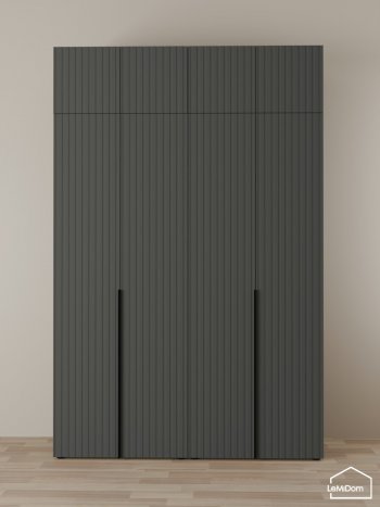 Шкаф с антресолью 1600 мм Linnea MHR-4A-1 2450х1600х510 (Графит-М 11.1.25) в Асбесте - asbest.mebel-e96.ru