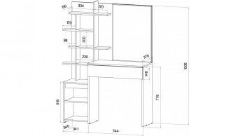 Стол туалетный Ленора вотан/Кашемир (Лин) в Асбесте - asbest.mebel-e96.ru