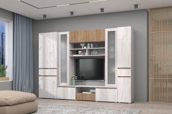 Стенка Лиана комп.1 крафт (Зарон) в Асбесте - asbest.mebel-e96.ru