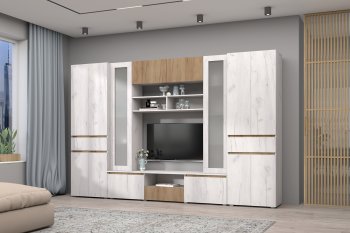 Стенка Лиана комп.2 крафт (Зарон) в Асбесте - asbest.mebel-e96.ru