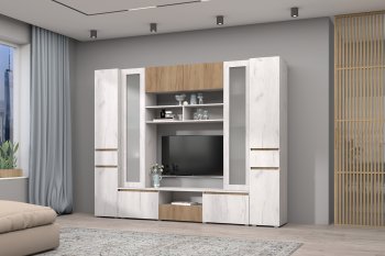 Стенка Лиана комп.3 крафт (Зарон) в Асбесте - asbest.mebel-e96.ru