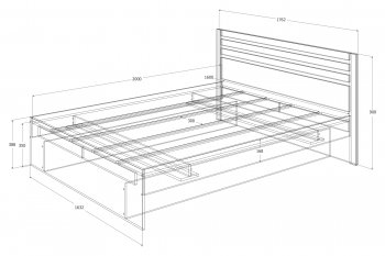 Кровать двуспальная Лиана графит (Зарон) в Асбесте - asbest.mebel-e96.ru