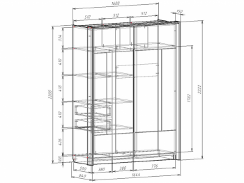 Шкаф-купе 1600 мм Либерти (Росток) в Асбесте - asbest.mebel-e96.ru