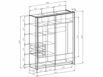 Шкаф-купе 1800 мм Либерти (Росток) в Асбесте - asbest.mebel-e96.ru