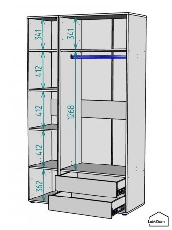 Шкаф Linnea MHR-3-2 2050х1200х510 (Белый-М 11.1.2) в Асбесте - asbest.mebel-e96.ru