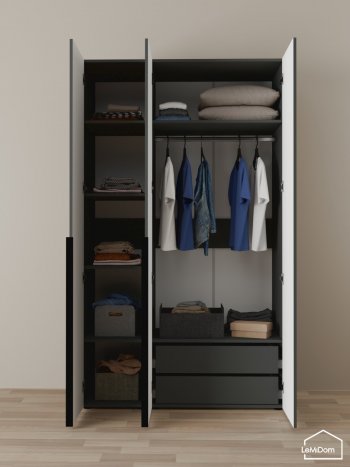 Шкаф Linnea MHR-3-2 2050х1200х510 (Графит-М 11.1.25) в Асбесте - asbest.mebel-e96.ru