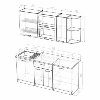 Кухонный гарнитур Лира макси 1800 мм (Герда) в Асбесте - asbest.mebel-e96.ru