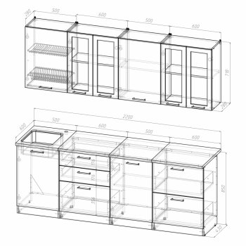 Кухонный гарнитур Лира компакт 2200 мм (Герда) в Асбесте - asbest.mebel-e96.ru