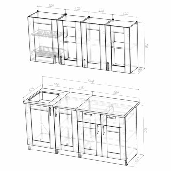 Кухонный гарнитур Лира демо 1700 мм (Герда) в Асбесте - asbest.mebel-e96.ru