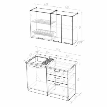 Кухонный гарнитур Лира лайт 1200 мм (Герда) в Асбесте - asbest.mebel-e96.ru