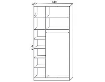 Шкаф распашной 1300 мм М6-3.2 Б+П 130 + антресоль  (М6) в Асбесте - asbest.mebel-e96.ru