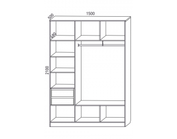 Шкаф распашной 1500 мм М6-3.2 Б+П 150 + ящики (М6) в Асбесте - asbest.mebel-e96.ru