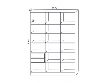 Шкаф распашной 1500 мм М6-3.5 Б+Б+Б 150 + ящики (М6) в Асбесте - asbest.mebel-e96.ru