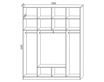 Шкаф распашной 2000 мм М6-4.1 П+П+П 200 + антресоль (М6) в Асбесте - asbest.mebel-e96.ru