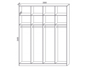 Шкаф распашной 2000 мм  М6-4.1.1 П+П+П+П 200 + антресоль (М6) в Асбесте - asbest.mebel-e96.ru