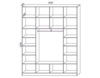 Шкаф распашной 2000 мм М6-4.2 Б+П+Б 200 + антресоль (М6) в Асбесте - asbest.mebel-e96.ru