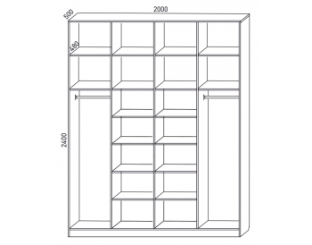 Шкаф распашной 2000 мм М6-4.3 П+Б+Б+П + антресоль (М6) в Асбесте - asbest.mebel-e96.ru