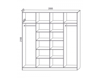 Шкаф распашной 2000 мм 4.3 П+Б+Б+П (М6) в Асбесте - asbest.mebel-e96.ru