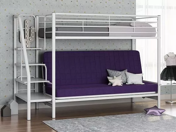 Кровать двухъярусная с диваном Мадлен-3 (велюр) (ФМ) в Асбесте - asbest.mebel-e96.ru