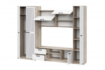 Стенка Марта-12 дуб крафт серый/белый (ИЦ) в Асбесте - asbest.mebel-e96.ru