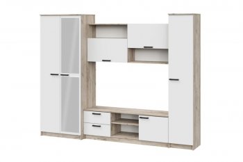 Стенка Марта-12 дуб крафт серый/белый (ИЦ) в Асбесте - asbest.mebel-e96.ru