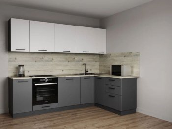 Кухонный гарнитур угловой Меренга МДФ 2600*1600 мм Sanvut в Асбесте - asbest.mebel-e96.ru