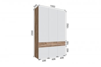 Шкаф 1500 мм Мерида крафт табачный/белый (Микон) в Асбесте - asbest.mebel-e96.ru