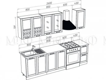 Кухонный гарнитур Милано 2000 мм орех (Миф) в Асбесте - asbest.mebel-e96.ru