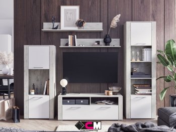 Стенка Мирослава крафт белый (СтендМ) в Асбесте - asbest.mebel-e96.ru