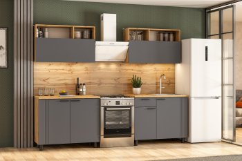 Кухонный гарнитур Монако 2000 мм графит (СВ) в Асбесте - asbest.mebel-e96.ru