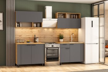 Кухонный гарнитур Монако 2000 мм графит (СВ) в Асбесте - asbest.mebel-e96.ru