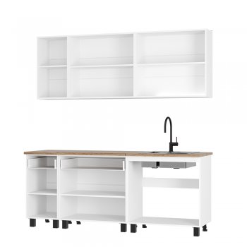 Кухонный гарнитур Монтана 2000 мм белый/графит (БТС) в Асбесте - asbest.mebel-e96.ru