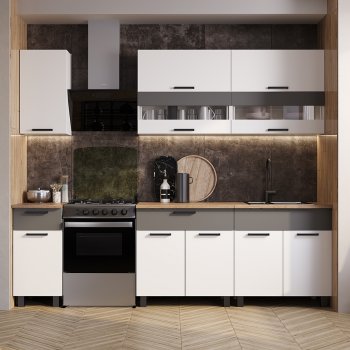 Кухонный гарнитур Монтана 2000 мм белый/графит (БТС) в Асбесте - asbest.mebel-e96.ru