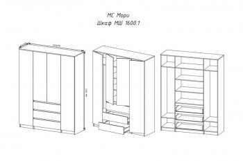 Шкаф распашной Мори 1600 мм сатин (ДСВ) в Асбесте - asbest.mebel-e96.ru