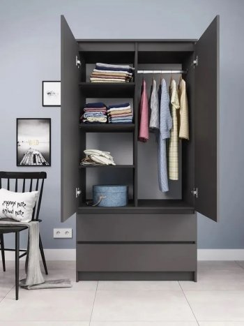 Шкаф 900 мм с антресолью Мори 900.2 графит (ДСВ) в Асбесте - asbest.mebel-e96.ru