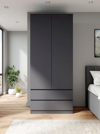 Шкаф 900 мм Мори 900.2 графит высота 2100 мм (ДСВ) в Асбесте - asbest.mebel-e96.ru