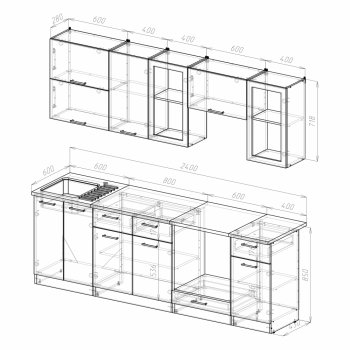 Кухонный гарнитур Ника базис 2400 мм (Герда) в Асбесте - asbest.mebel-e96.ru