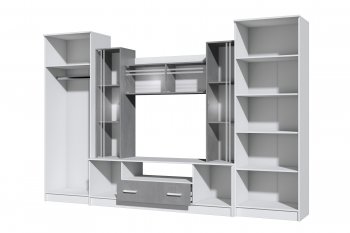 Стенка Николь-2 белый/бетонный камень(Зарон) в Асбесте - asbest.mebel-e96.ru