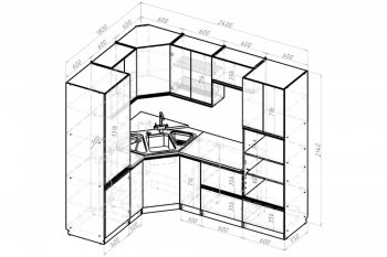 Кухонный гарнитур Ноктюрн оптима 1800х2400 мм (Герда) в Асбесте - asbest.mebel-e96.ru