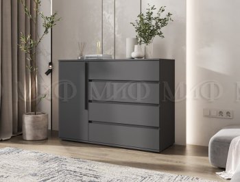 Комод 1 дверь 4 ящика (1200) Норд, графит (Миф) в Асбесте - asbest.mebel-e96.ru