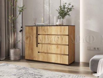 Комод 1 дверь 4 ящика (1200) Норд, дуб крафт (Миф) в Асбесте - asbest.mebel-e96.ru