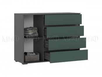 Комод 1 дверь 4 ящика (1200) Норд, графит/изумруд (Миф) в Асбесте - asbest.mebel-e96.ru