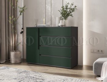 Комод 1 дверь 4 ящика (1200) Норд, графит/изумруд (Миф) в Асбесте - asbest.mebel-e96.ru