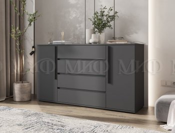 Комод 2 двери 4 ящика (1600) Норд, графит (Миф) в Асбесте - asbest.mebel-e96.ru
