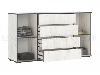 Комод 2 двери 4 ящика (1600) Норд, крафт белый (Миф) в Асбесте - asbest.mebel-e96.ru